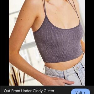 Urban Outfitters Cindy Glitter Strappy Crop Top - Gray size medium